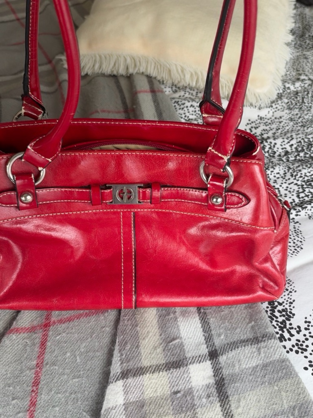 Giani Bernini Red Leather Shoulder Handbag